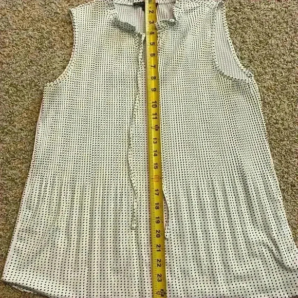 Sleeveless Pleated Ruffle Blouse Adrianna Papell small - Picture 7 of 9